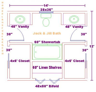 Bathroom on Free Bathroom Plan Design Ideas   Jack And Jill 12x14 Bathroom Design