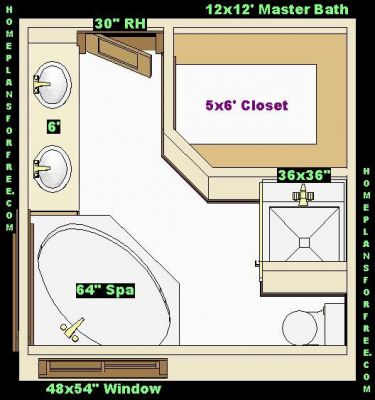 Bathroom Designs on Free Bathroom Plan Design Ideas   Master Bathroom Design 12x12 Size