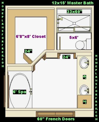 Free Bathroom Plan Design Ideas - Master Baths 12x15 Addition Plan/Free