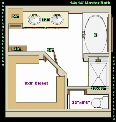 Designbathroom Online Free on Free Bathroom Plan Design Ideas   Master Bathroom Design 14x14 Size