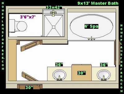 Free Bathroom Plan Design Ideas - Master Bathroom Design 9x13 Size 