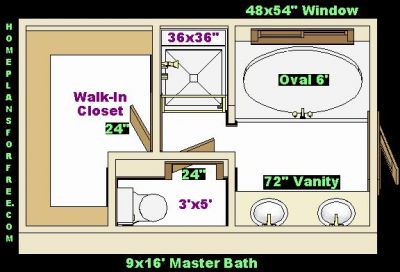  Master Bathroom Plans/Free Left Ideas Design for a 9x16 Master Bath