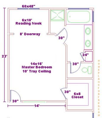 Master Bedroom 14x16 Ideas Floor Plan with a 6x10 Reading Nook and 