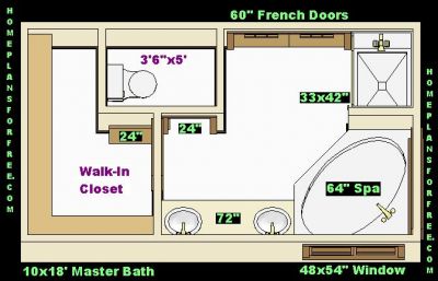 Free Bathroom Plan Design Ideas - Master Bath 10x18 Addition Plan/Free
