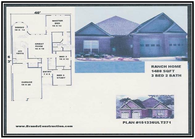 House free floor and elevation plans for new home building. This  plan of home 1480 square feet is a home built  by Brands Construction and is a house plan  in our New house and home stock plan free series