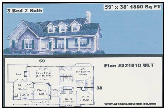 House free floor and elevation  plans for new home building. This  plan of a home 1787 square feet is a new home built by Brands Construction and is a house building  plan in our new house and home stock plan free series