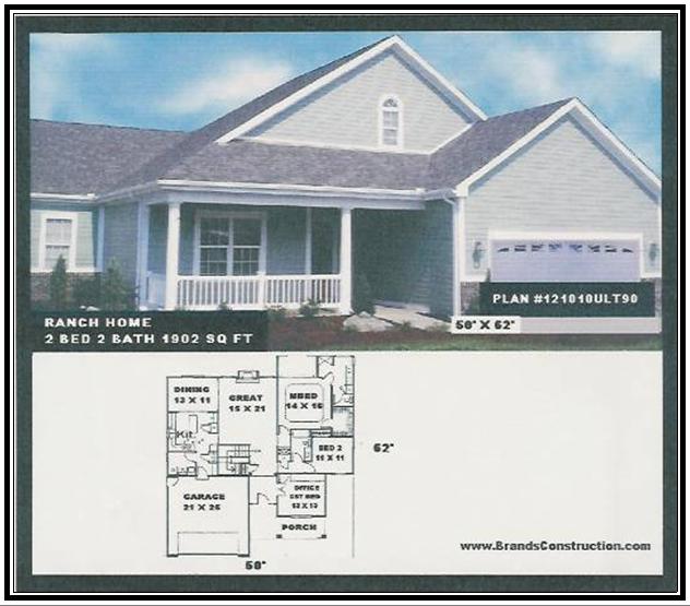 House free  elevation view plan for new home building. This  plan of a home 1902 square feet is a new home plan built by Brands Construction and is a house building  plan of our new house and home stock plan free series

www.HomePlansForFree.com