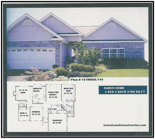 House free elevation view plan and floor plans for new home building. This  plan of a home 2193 square feet is a new home plan built by Brands Construction and is a house building  plan of our new house and home stock plan free series